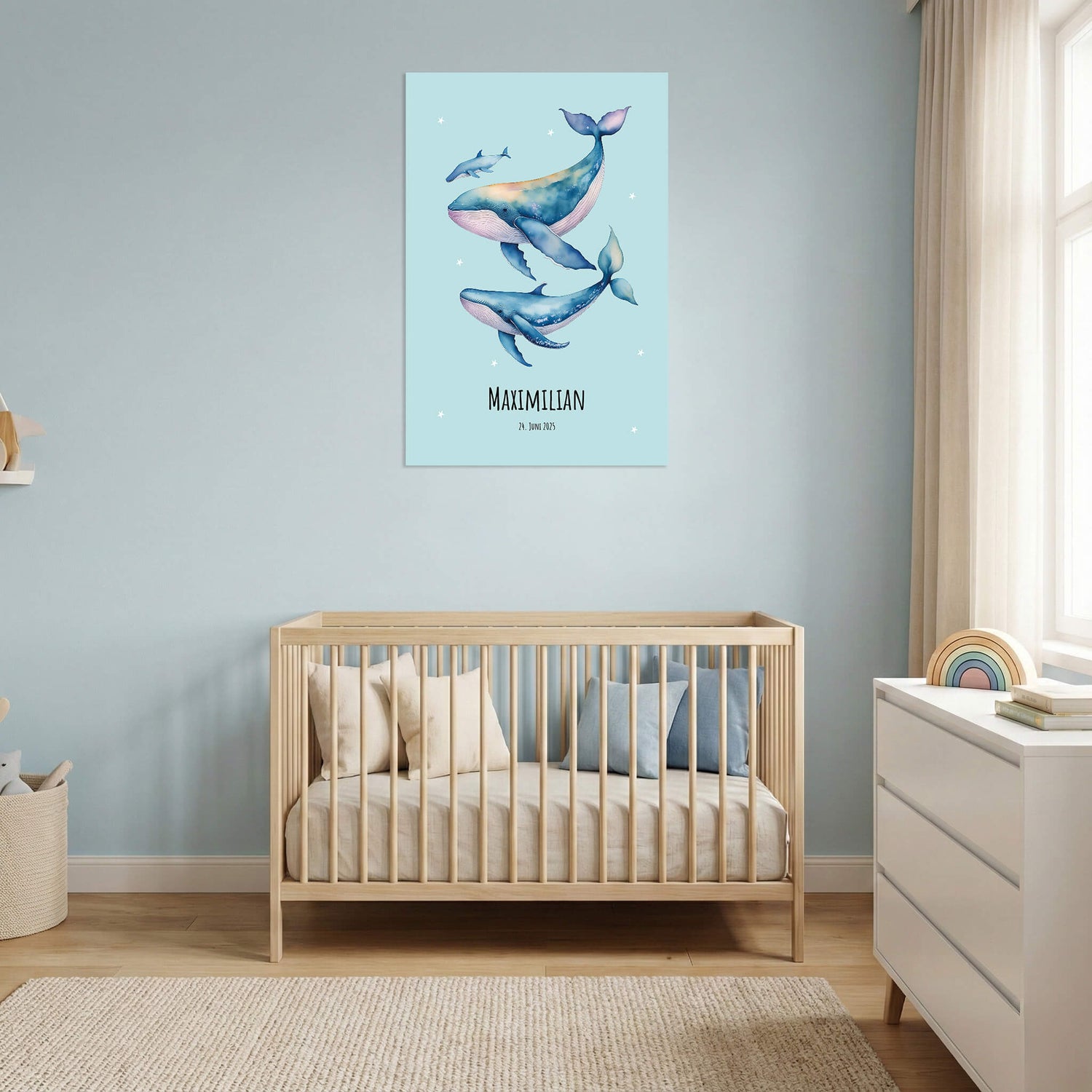 Holzbild „Spielende Wale