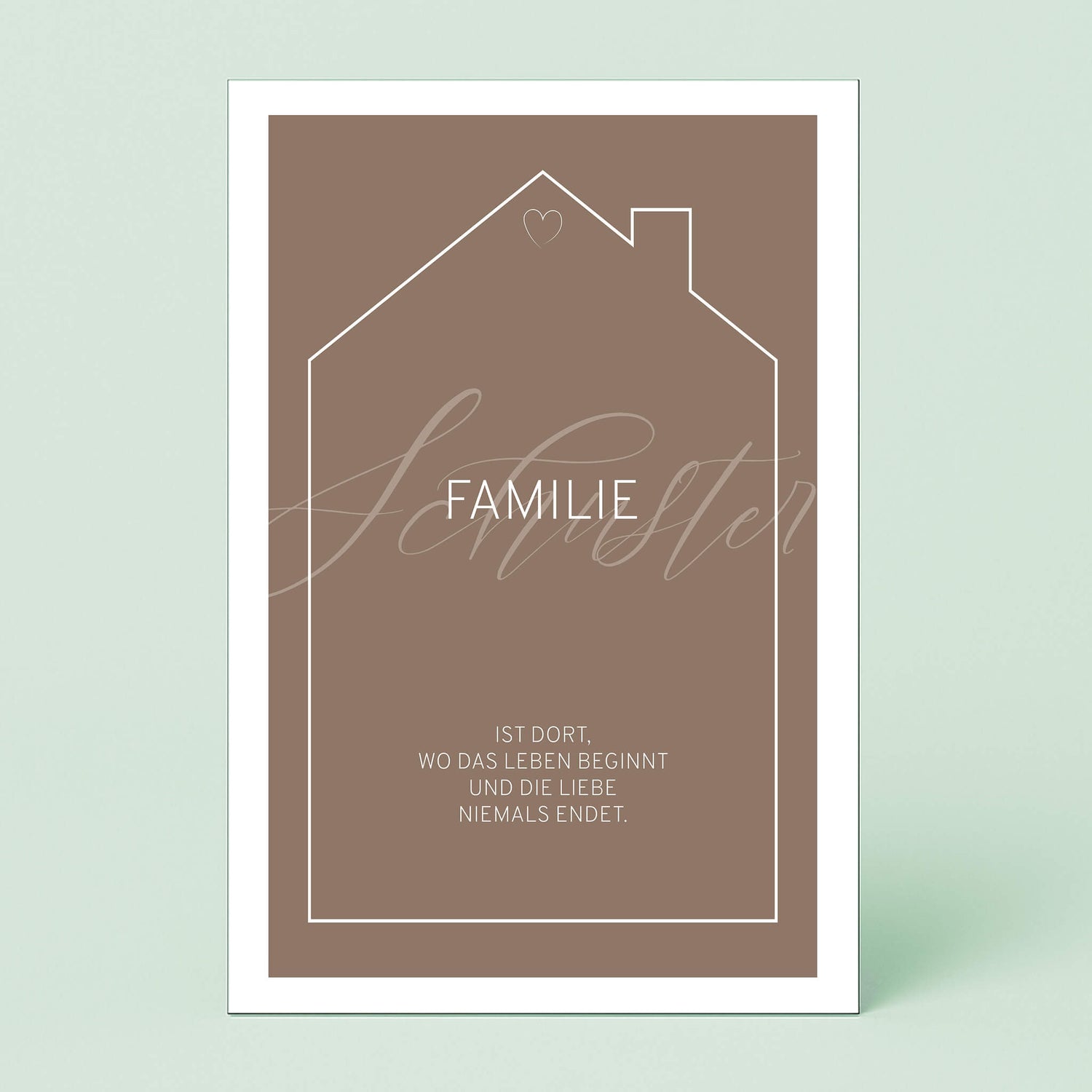 Wandbild [Familie, Haussilhouette, Familienname, Spruch]