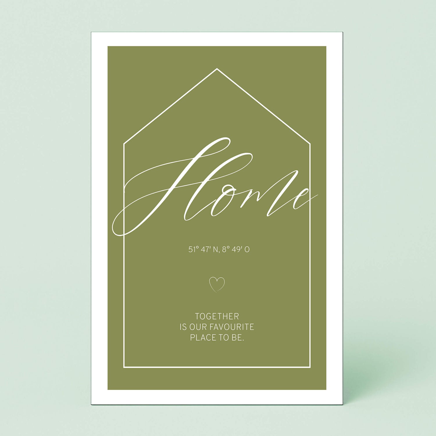 Wandbild [Home, Haussilhouette, Koordinaten, Spruch]