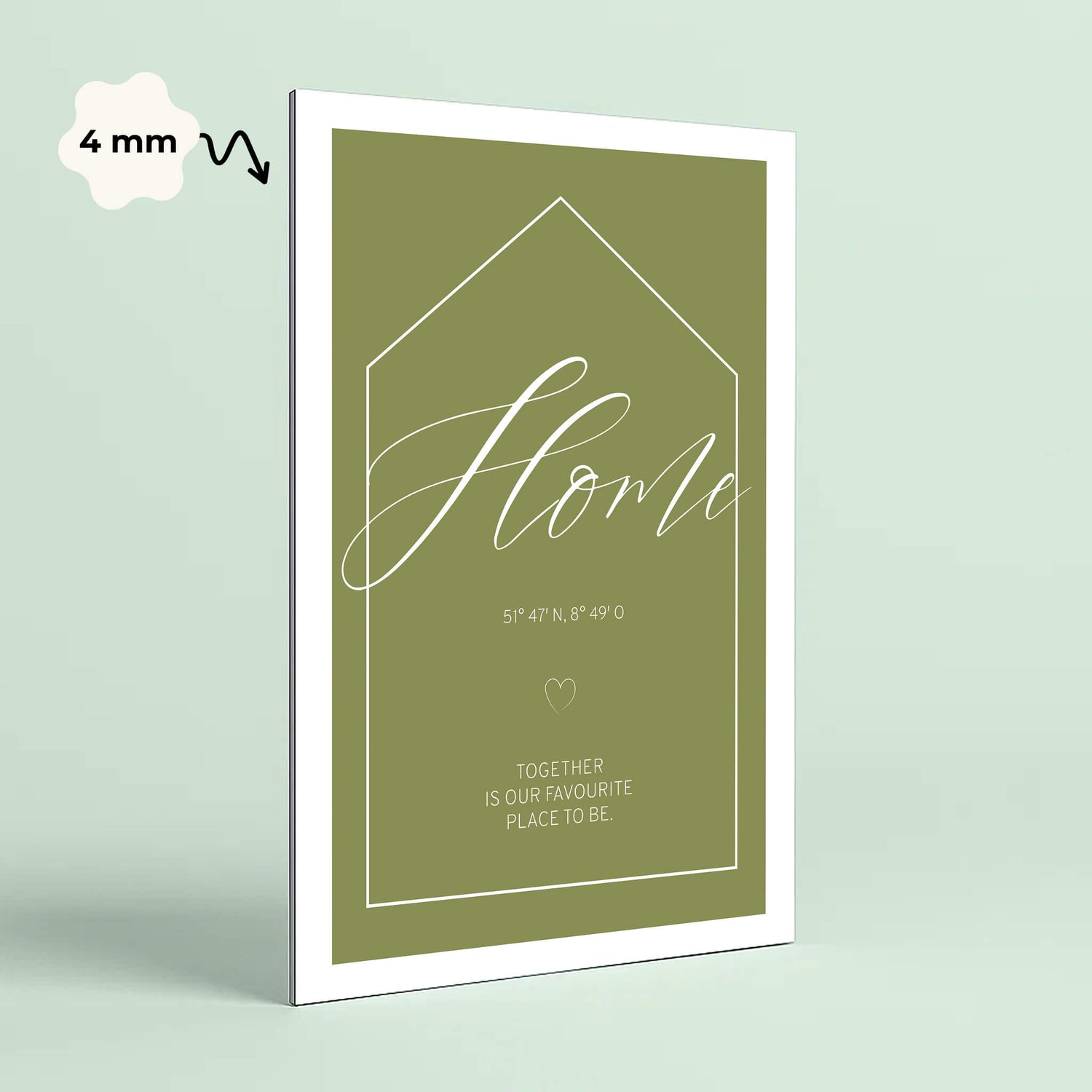 Wandbild [Home, Haussilhouette, Koordinaten, Spruch]