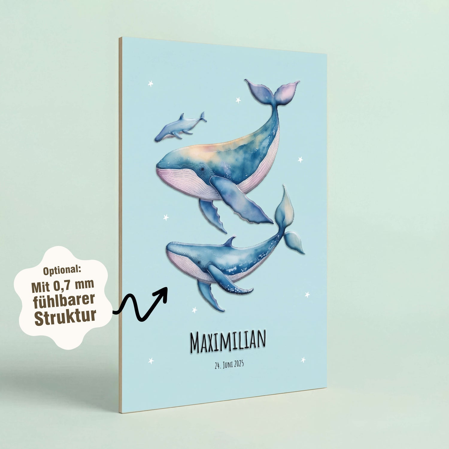 Holzbild „Spielende Wale